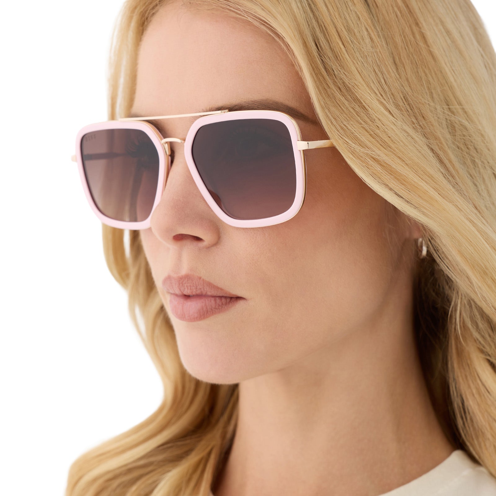 JORDAN - POWDER PINK + GOLD + BROWN GRADIENT SUNGLASSES - Image 7