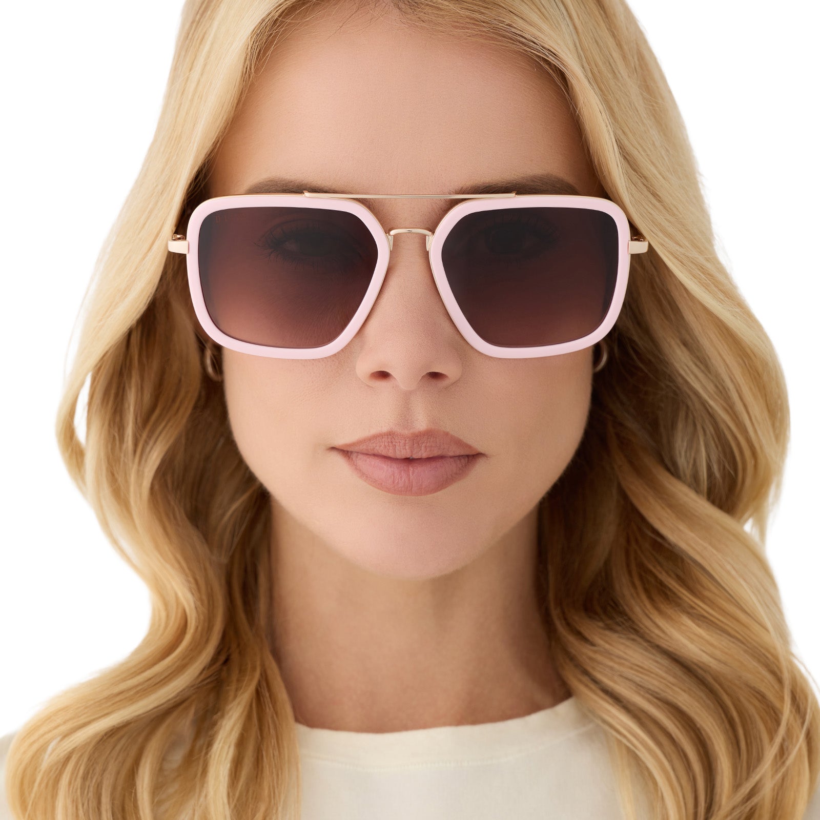 JORDAN - POWDER PINK + GOLD + BROWN GRADIENT SUNGLASSES - Image 6