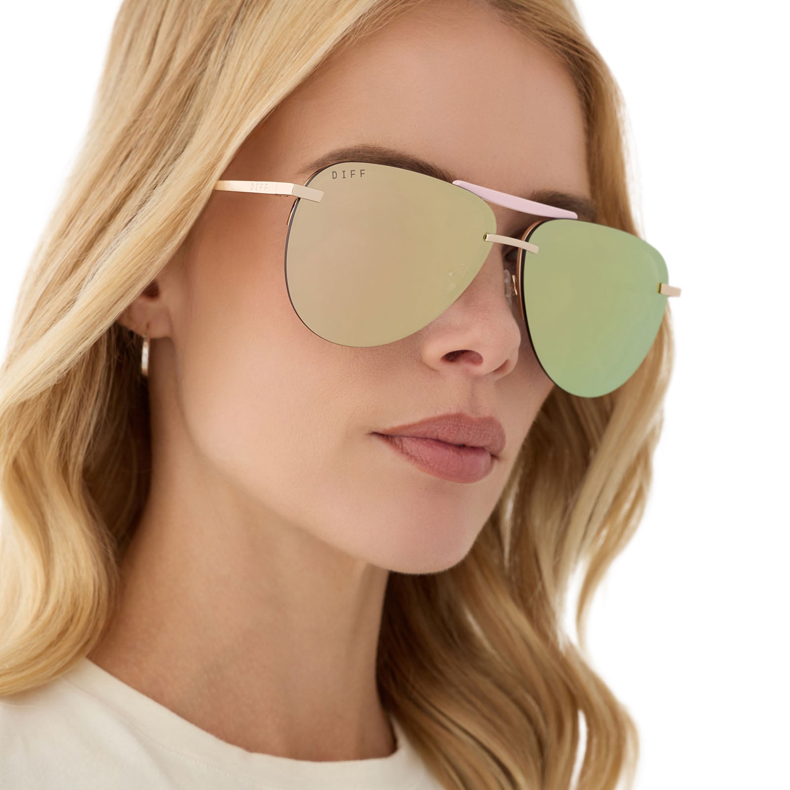 TAHOE - GOLD POWDER PINK + TAUPE MIRROR SUNGLASSES - Image 8