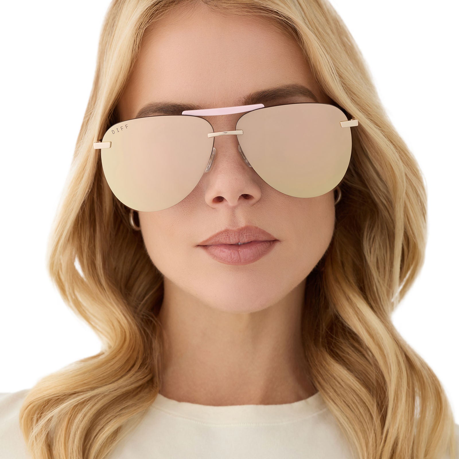 TAHOE - GOLD POWDER PINK + TAUPE MIRROR SUNGLASSES - Image 6