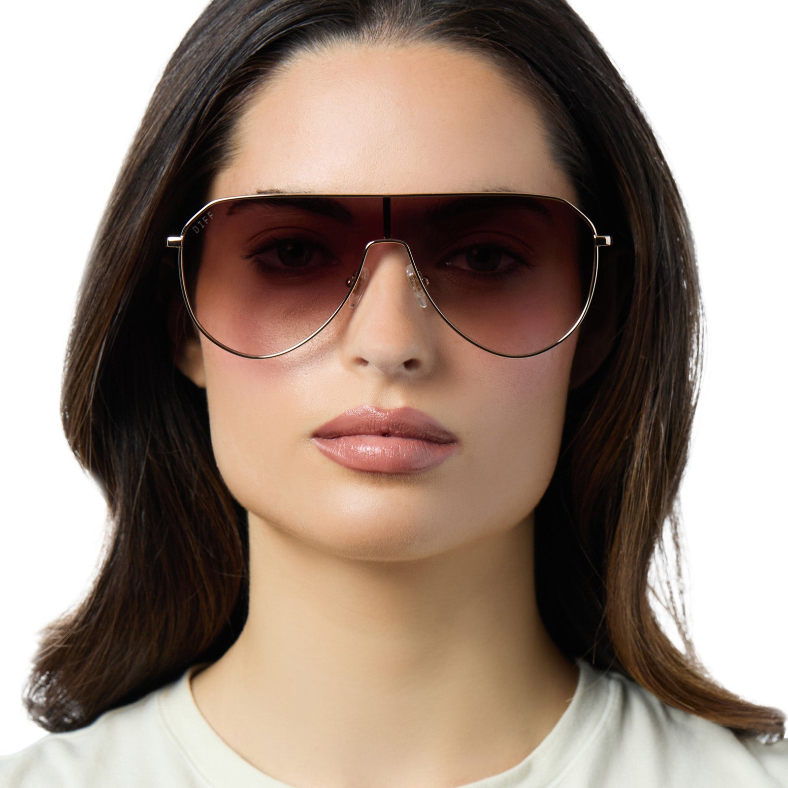DASH SHIELD - GOLD + BROWN GRADIENT SUNGLASSES - Image 9