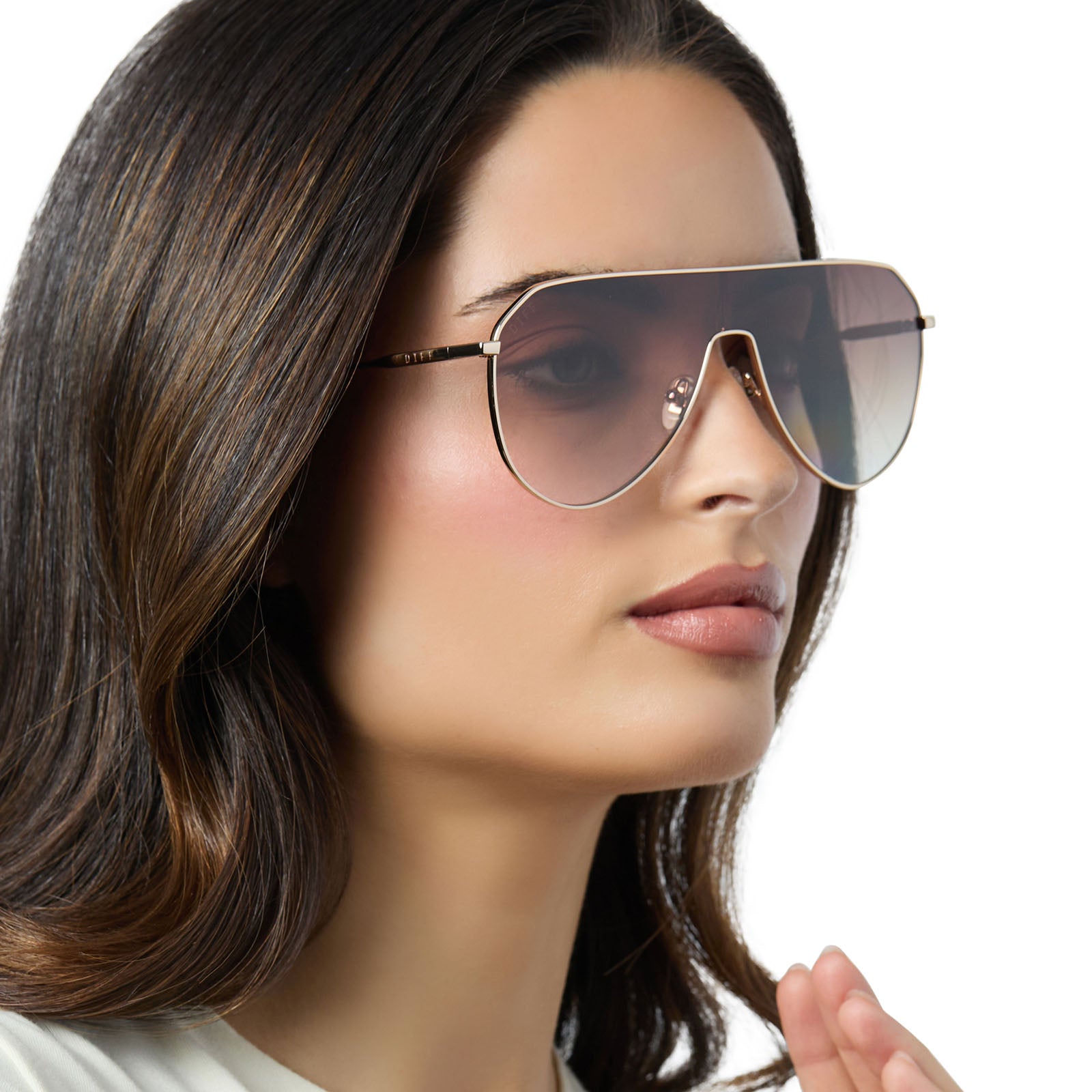 DASH SHIELD - GOLD + BROWN GRADIENT SUNGLASSES - Image 10