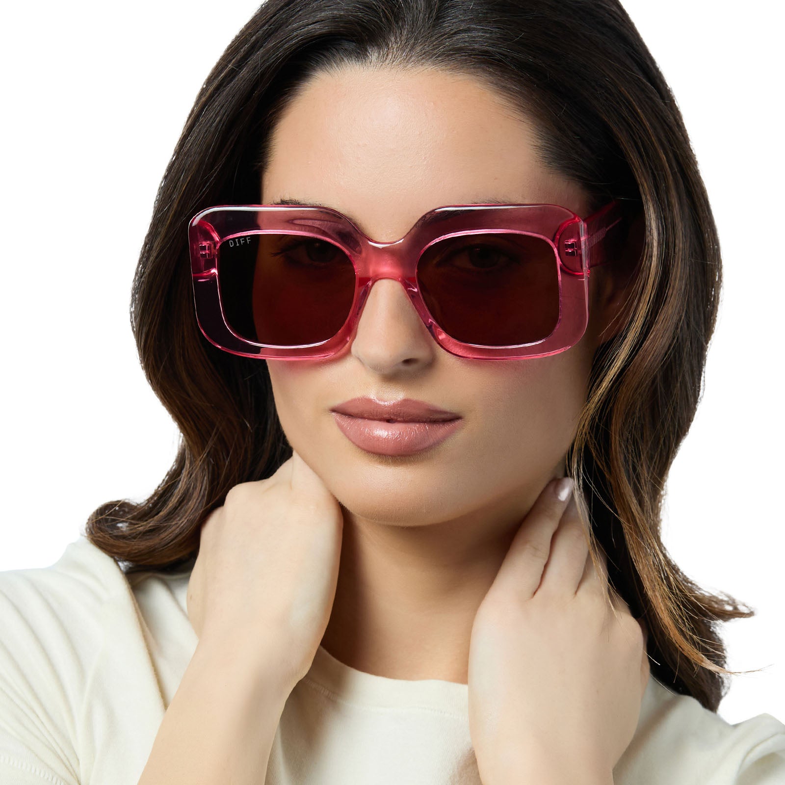 GIADA - CANDY PINK CRYSTAL + BROWN SUNGLASSES - Image 7