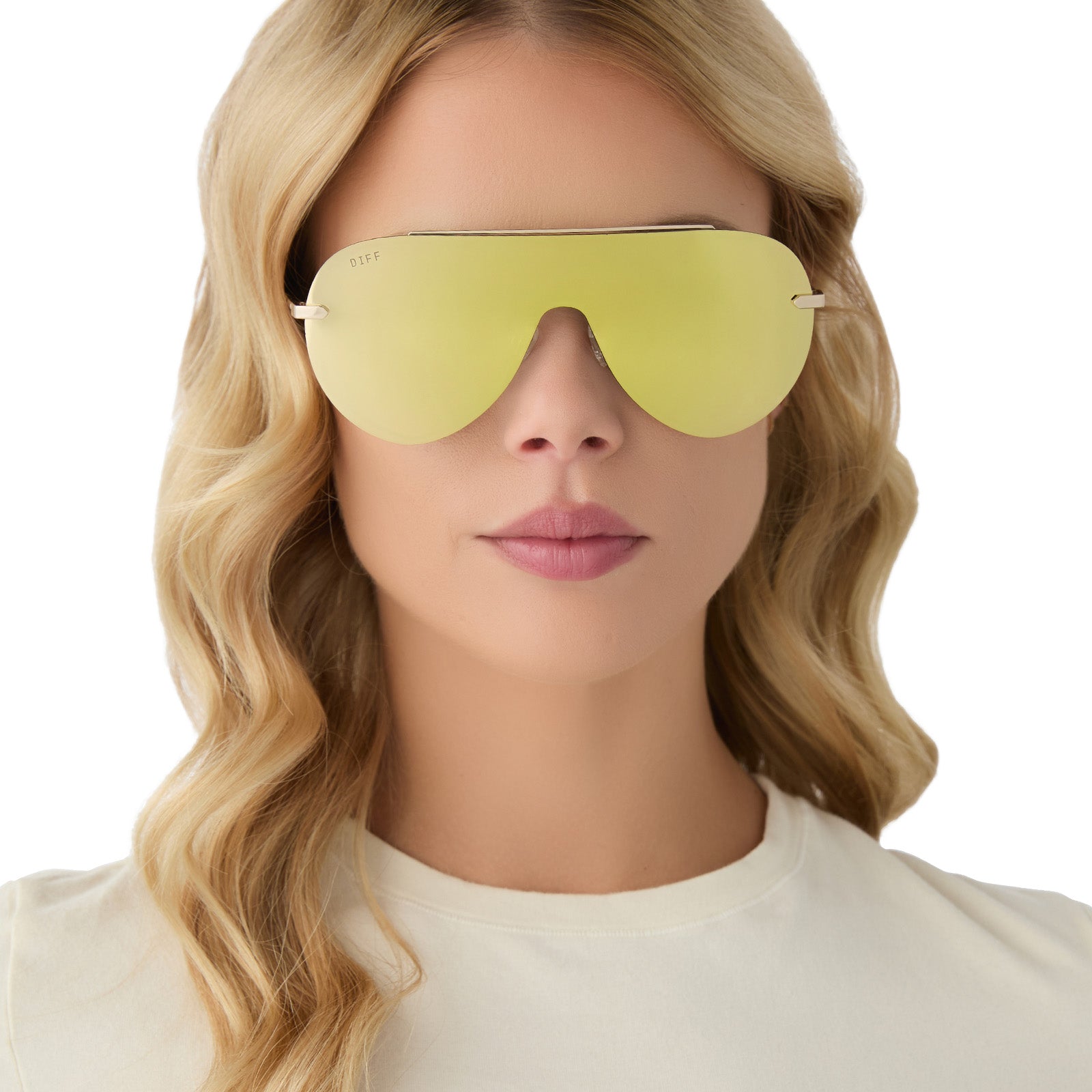 IMANI - GOLD + BRILLIANT GOLD MIRROR SUNGLASSES - Image 9