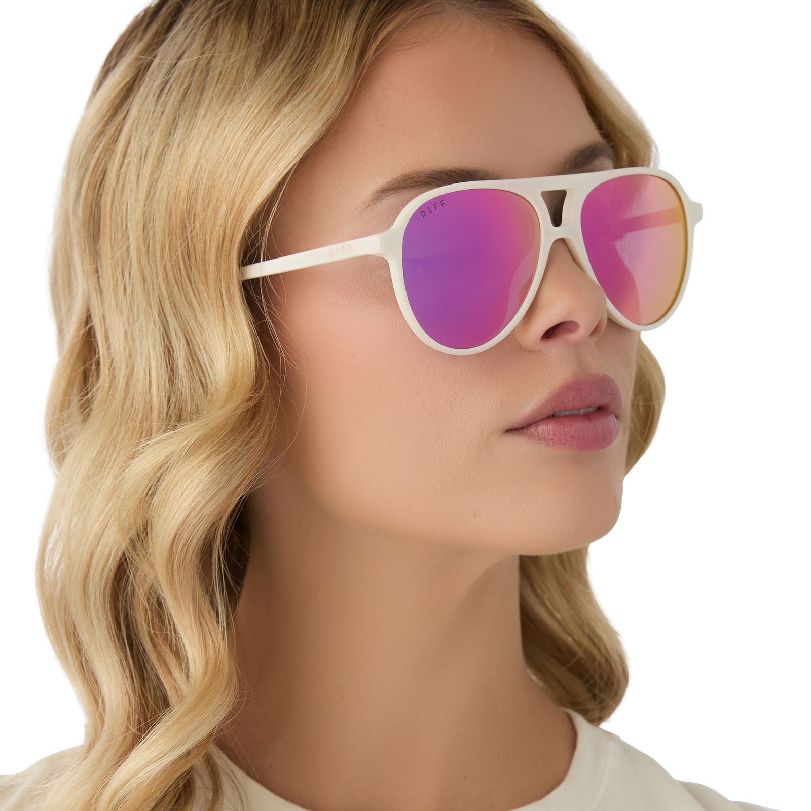 TOSCA II - MATTE WHITE + PINK RUSH MIRROR SUNGLASSES - Image 8
