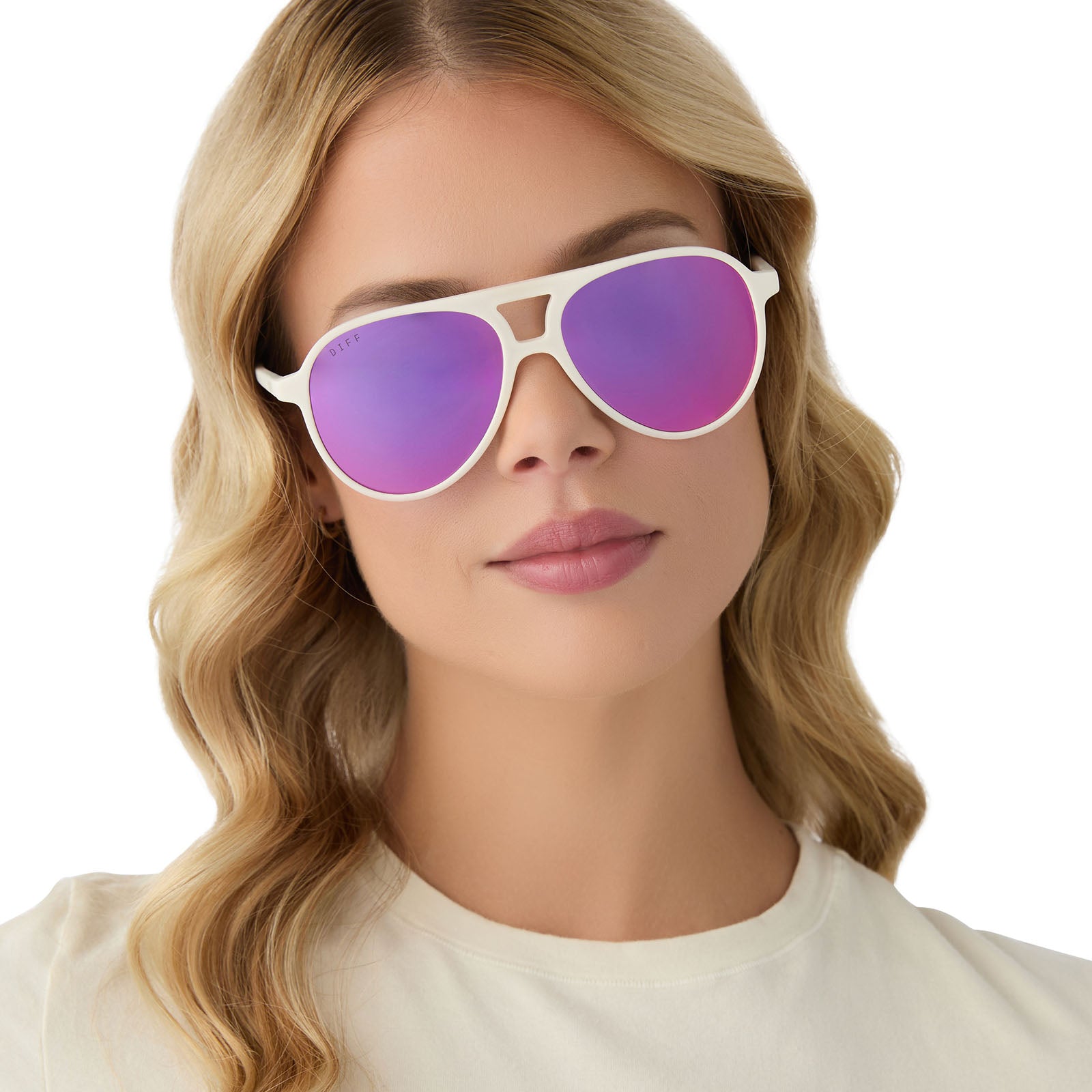 TOSCA II - MATTE WHITE + PINK RUSH MIRROR SUNGLASSES - Image 7