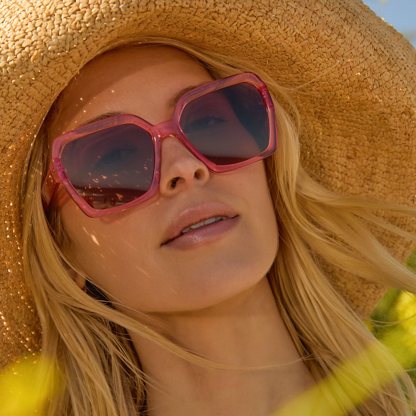 SLOANE - CANDY PINK CRYSTAL + BROWN SUNGLASSES - Image 8