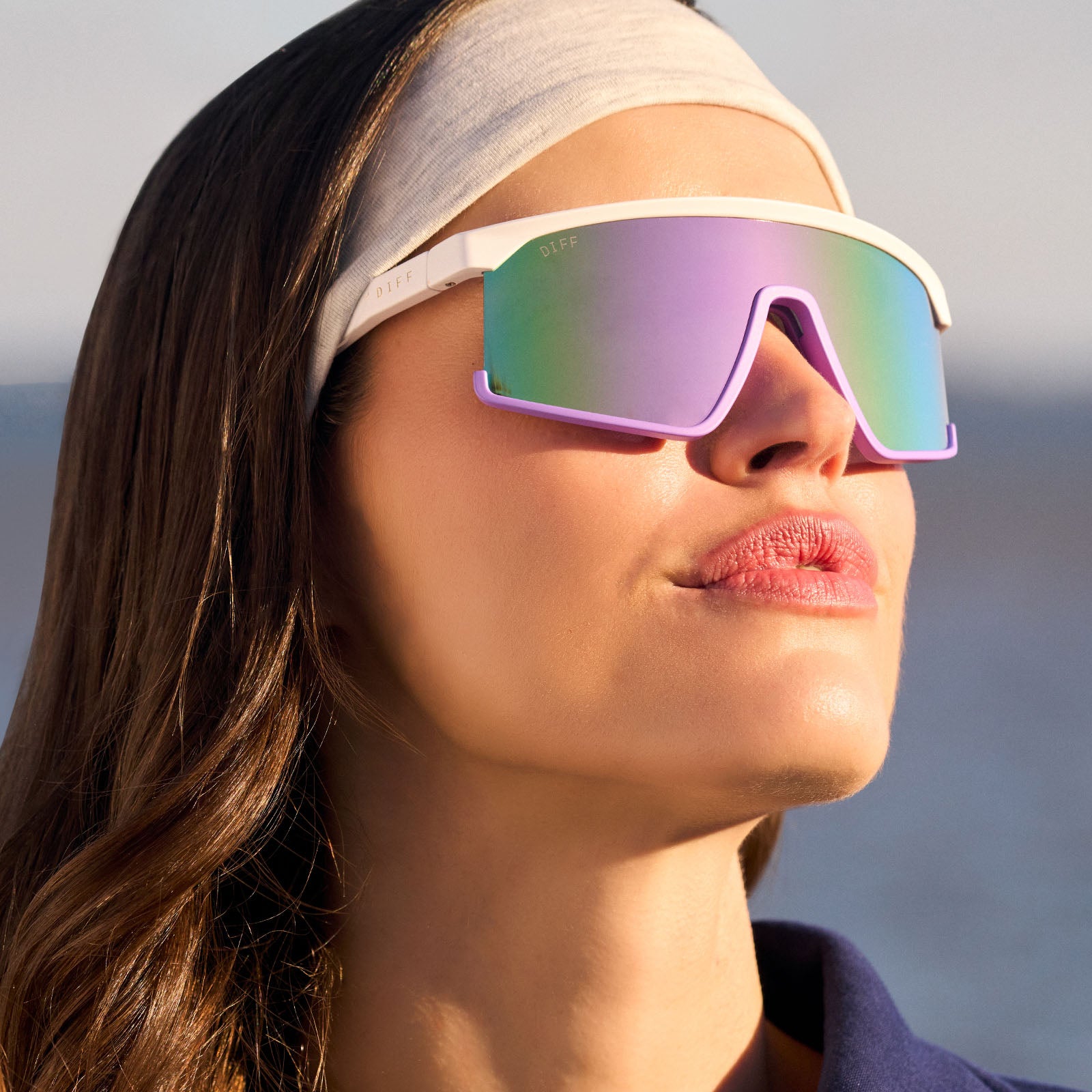 SPIKE - MATTE WHITE + LAVENDER + SHERBET RAINBOW MIRROR + POLARIZED SUNGLASSES - Image 4