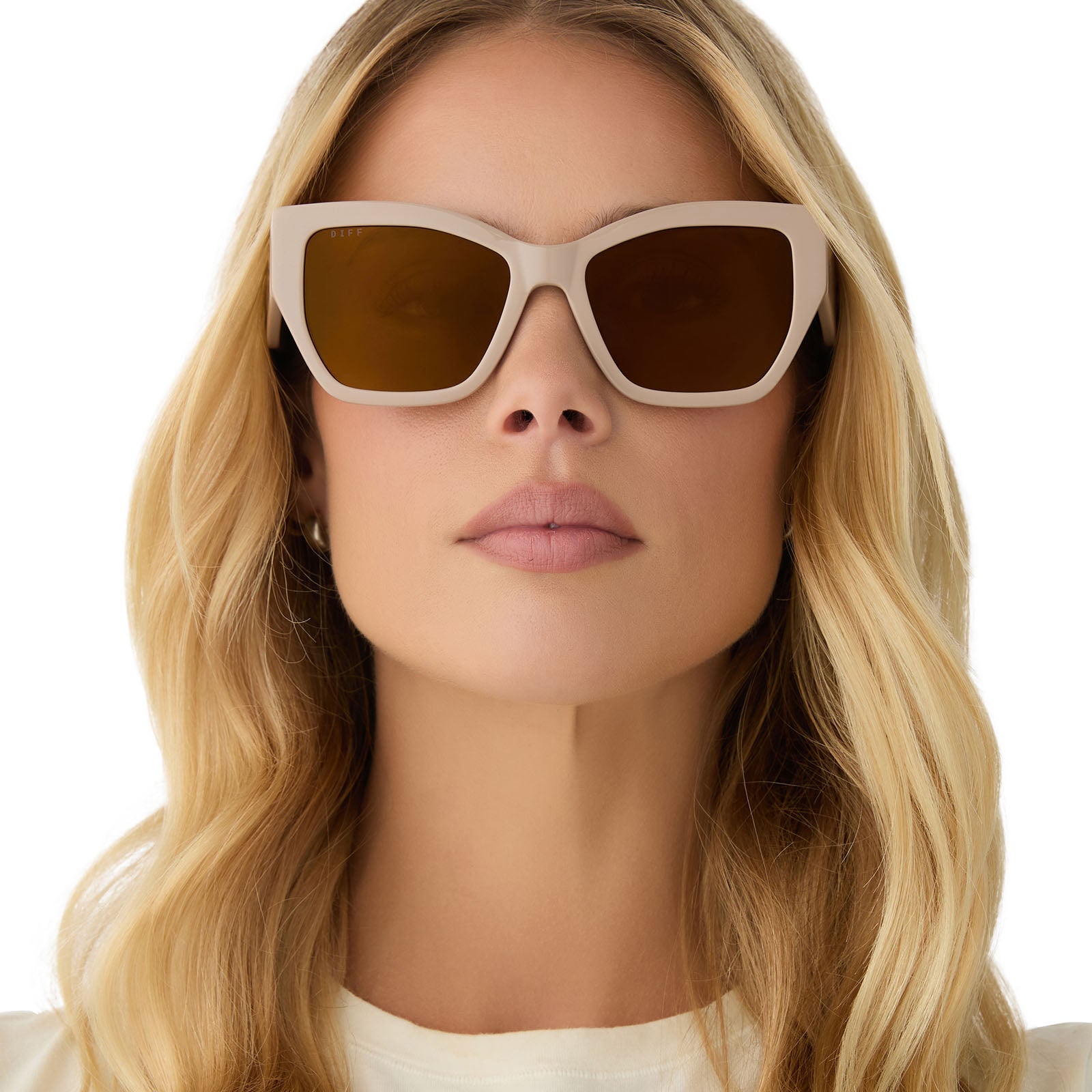 VIVIENNE - ALMOND + BROWN WITH GOLD FLASH SUNGLASSES - Image 9