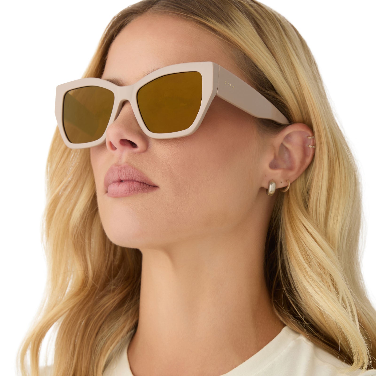 VIVIENNE - ALMOND + BROWN WITH GOLD FLASH SUNGLASSES - Image 6