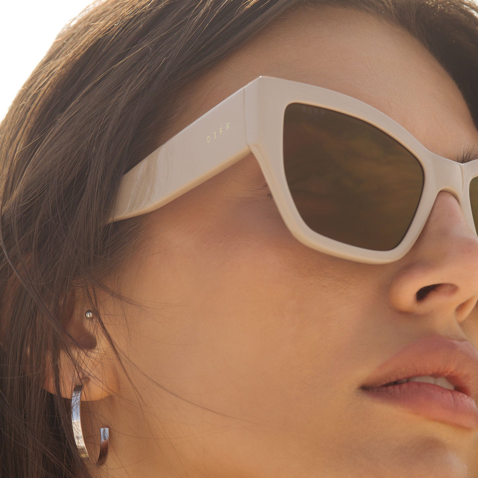 VIVIENNE - ALMOND + BROWN WITH GOLD FLASH SUNGLASSES - Image 8