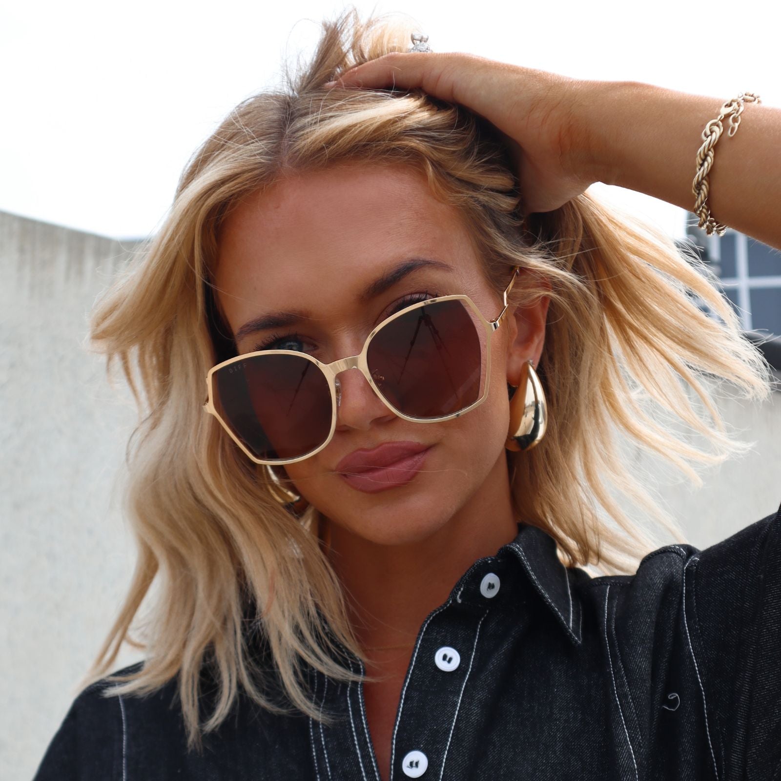 DONNA III - GOLD + BROWN GRADIENT POLARIZED SUNGLASSES - Image 5
