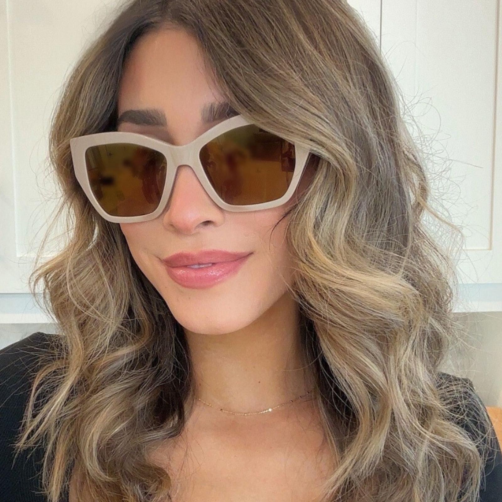 VIVIENNE - ALMOND + BROWN WITH GOLD FLASH SUNGLASSES - Image 7