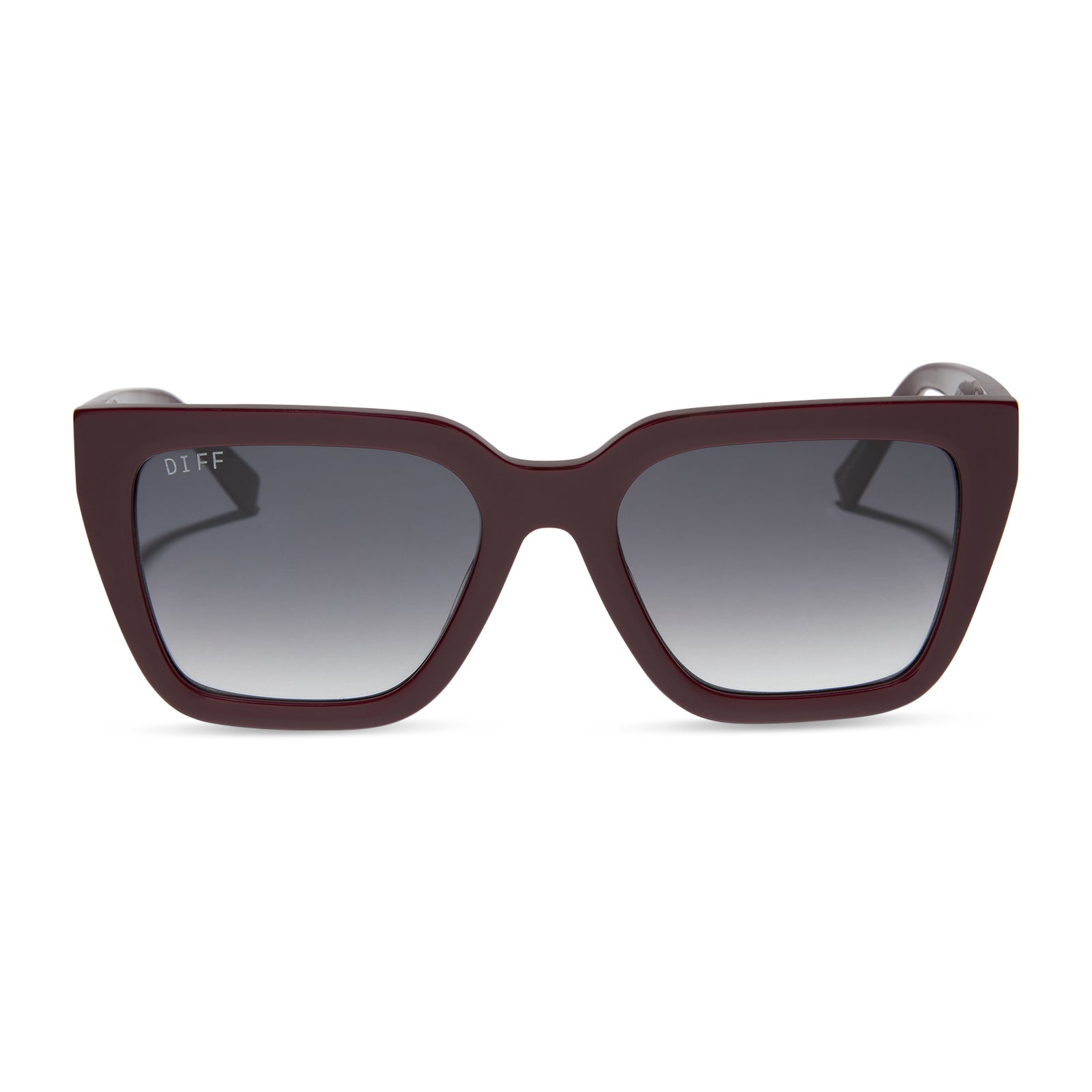 AMARA - DARK CHERRY LACQUER + GREY GRADIENT SUNGLASSES