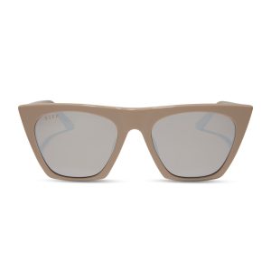 AVRIL - ALMOND + SILVER FLASH SUNGLASSES