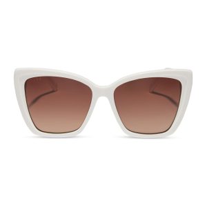 BECKY II - WHITE CLOUD + BROWN GRADIENT SUNGLASSES