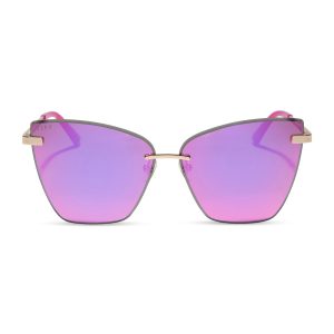 BECKY V - GOLD + PINK RUSH MIRROR SUNGLASSES