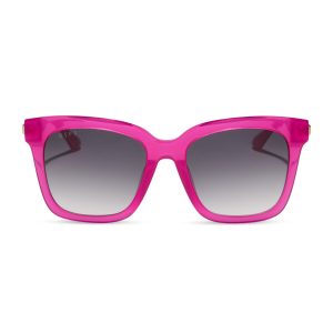 BELLA - BRIGHT TULIP + GOLD + GREY GRADIENT SUNGLASSES