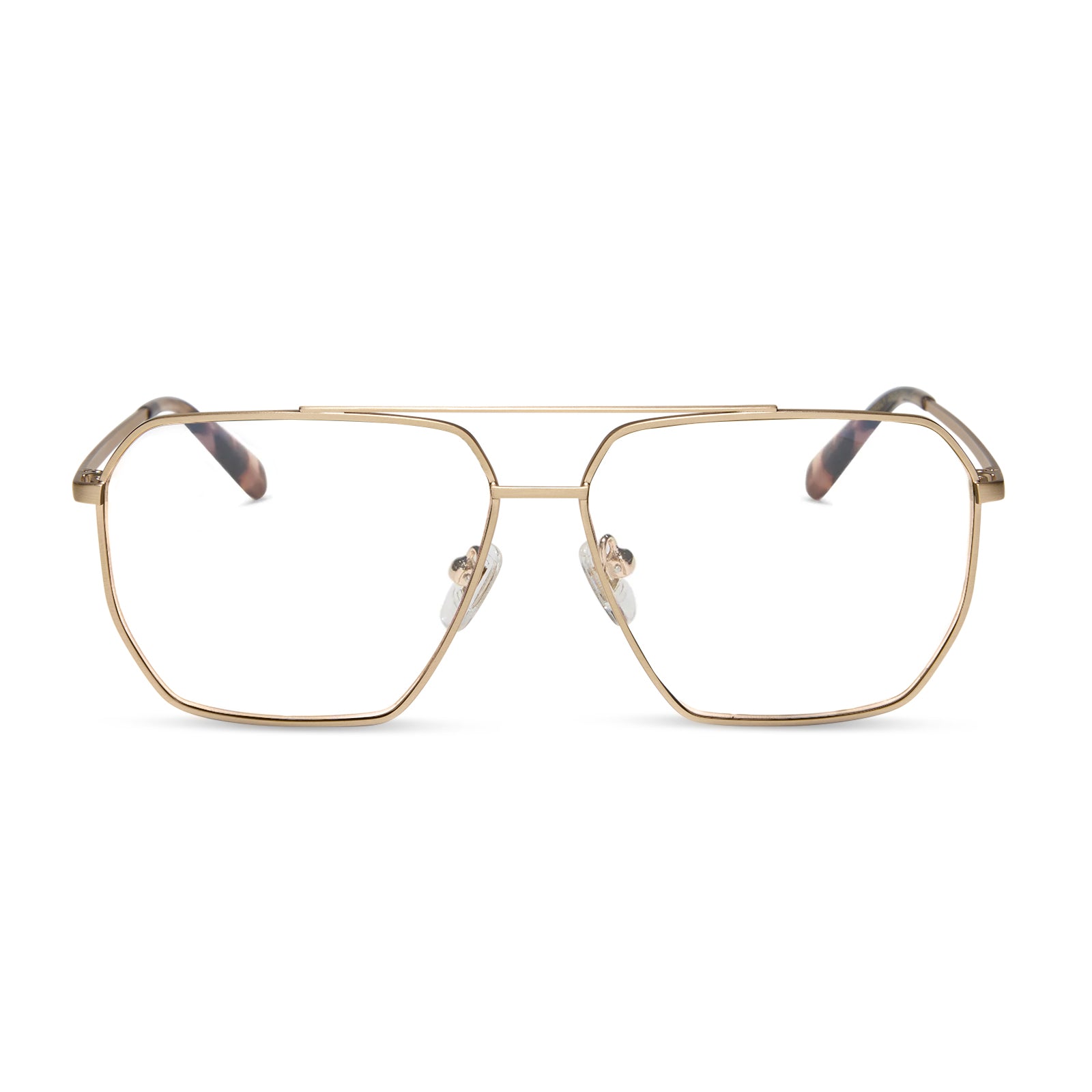 BERKELY - BRUSHED GOLD + ESPRESSO TORTOISE TIPS + BLUE LIGHT TECHNOLOGY GLASSES
