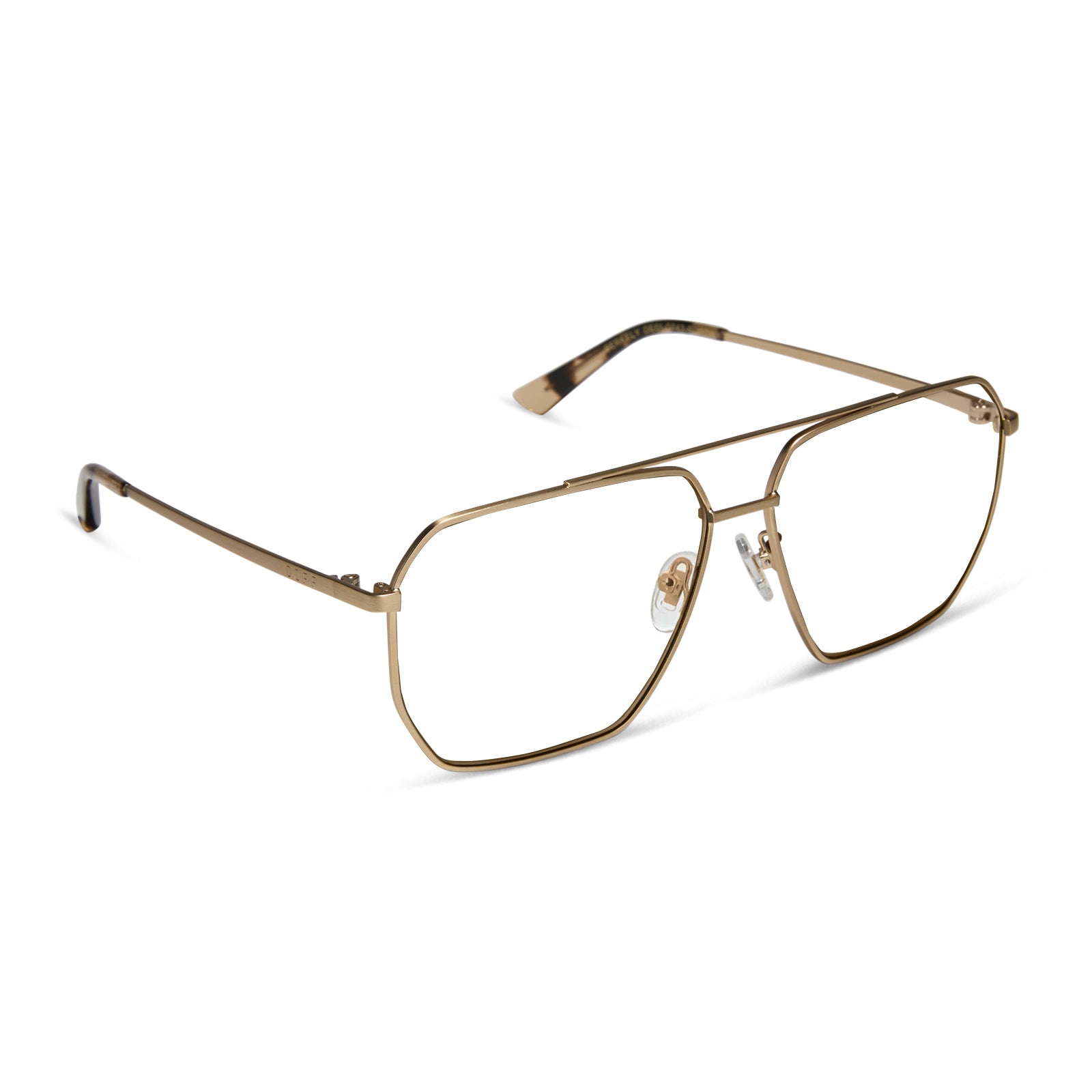 BERKELY - BRUSHED GOLD + ESPRESSO TORTOISE TIPS + BLUE LIGHT TECHNOLOGY GLASSES - Image 2