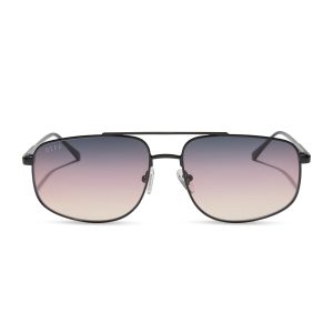 CHARLEY - SHINY BLACK + TWILIGHT GRADIENT SUNGLASSES