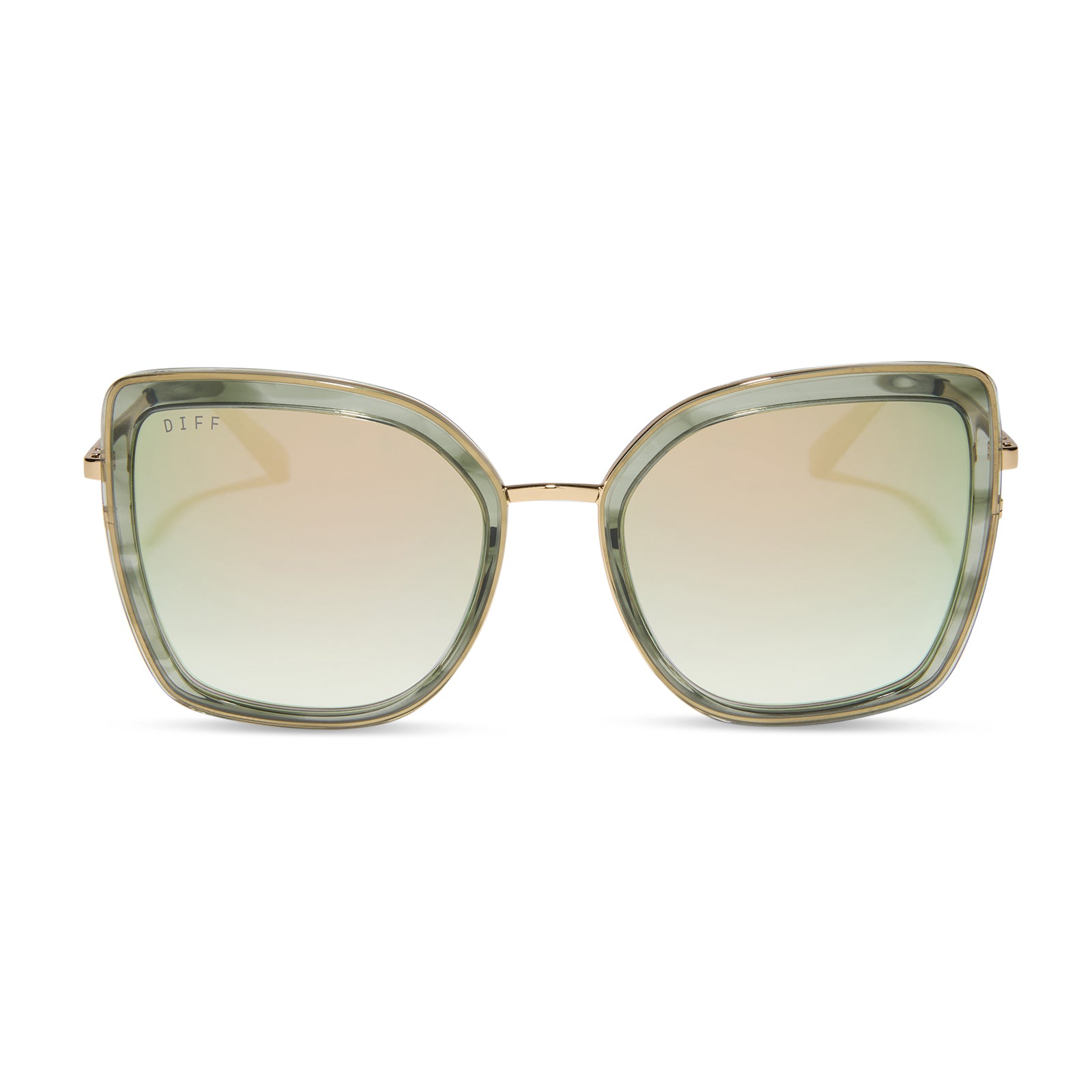 CLARISSE - GOLD + COOL MATCHA MIRROR SUNGLASSES