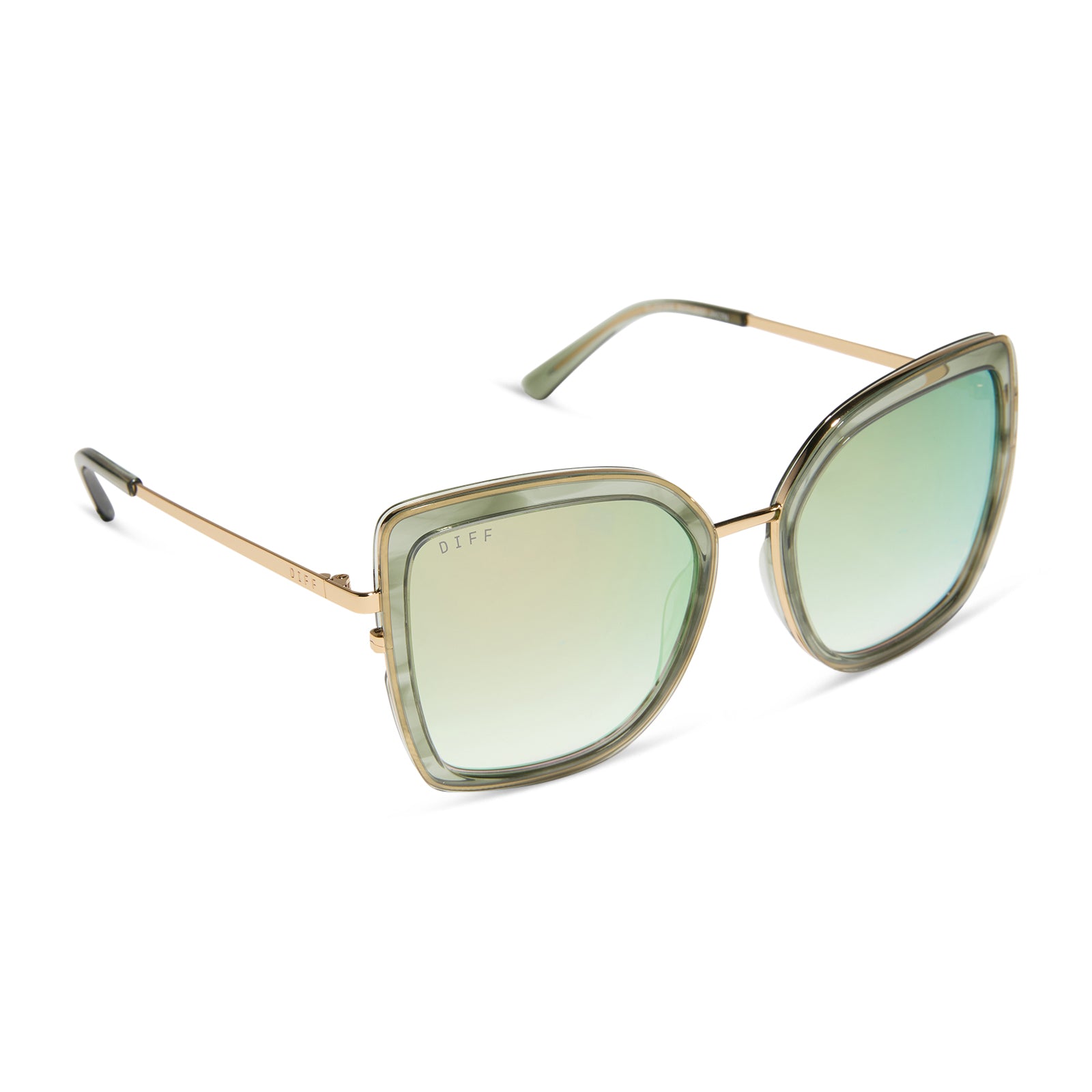CLARISSE - GOLD + COOL MATCHA MIRROR SUNGLASSES - Image 2