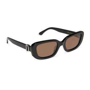 DAPHNE - BLACK + SILVER METAL + BROWN SUNGLASSES
