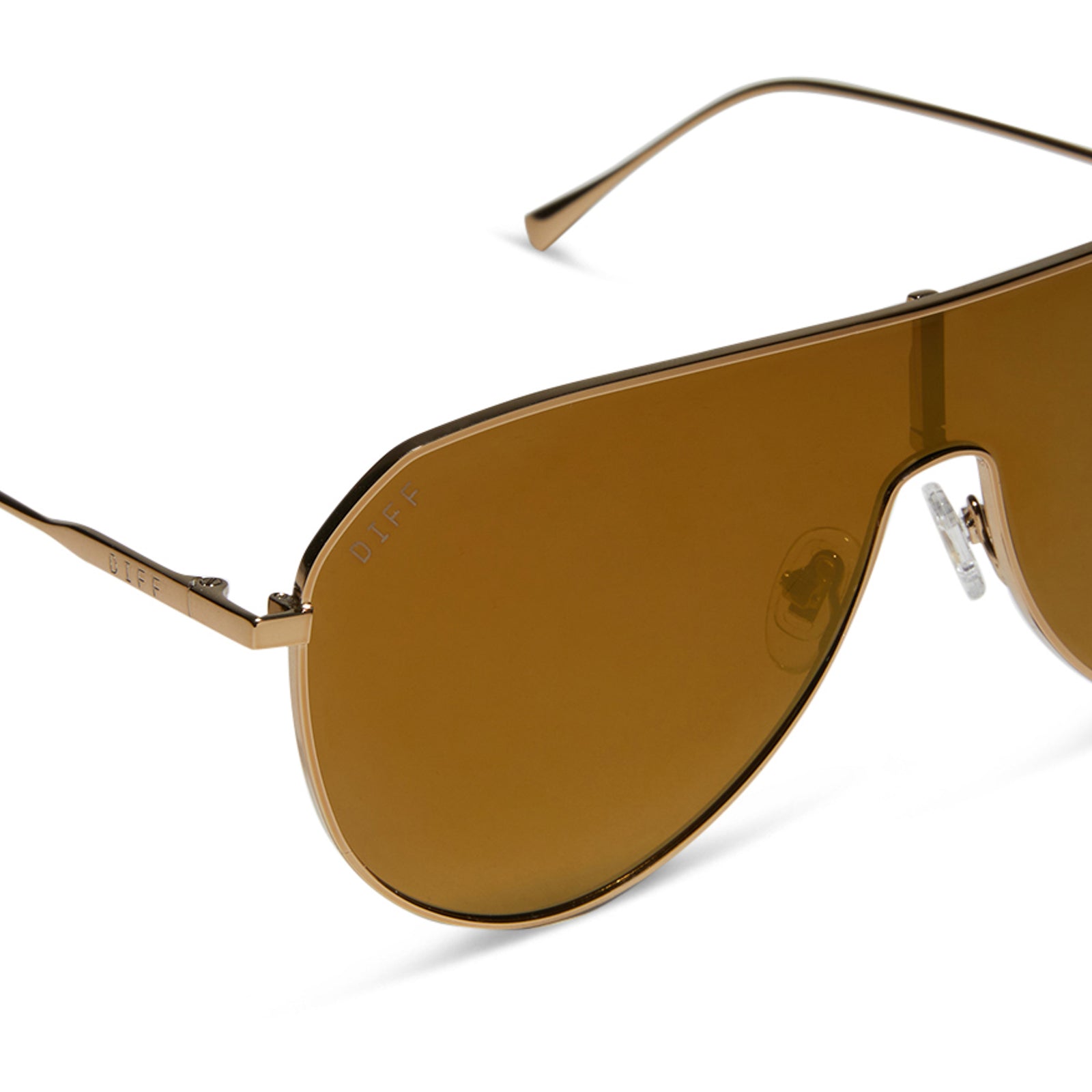 DASH SHIELD - COPPER METAL + BROWN GOLD FLASH SUNGLASSES - Image 4