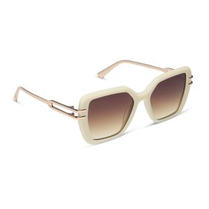 DASHA - COURTSIDE IVORY + GOLD + BROWN GRADIENT SUNGLASSES