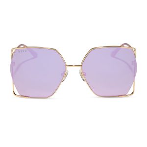 DONNA IV - GOLD + TAUPE MIRROR SUNGLASSES