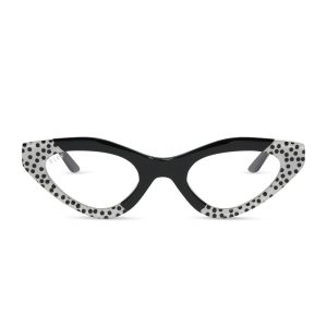 EMILY CAT EYE - MIDNIGHT POLKA DOT + GLASSES