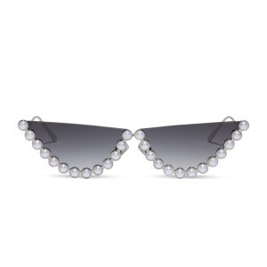 MINDY CAT EYE - CHAMPAGNE PEARL + GREY GRADIENT SUNGLASSES