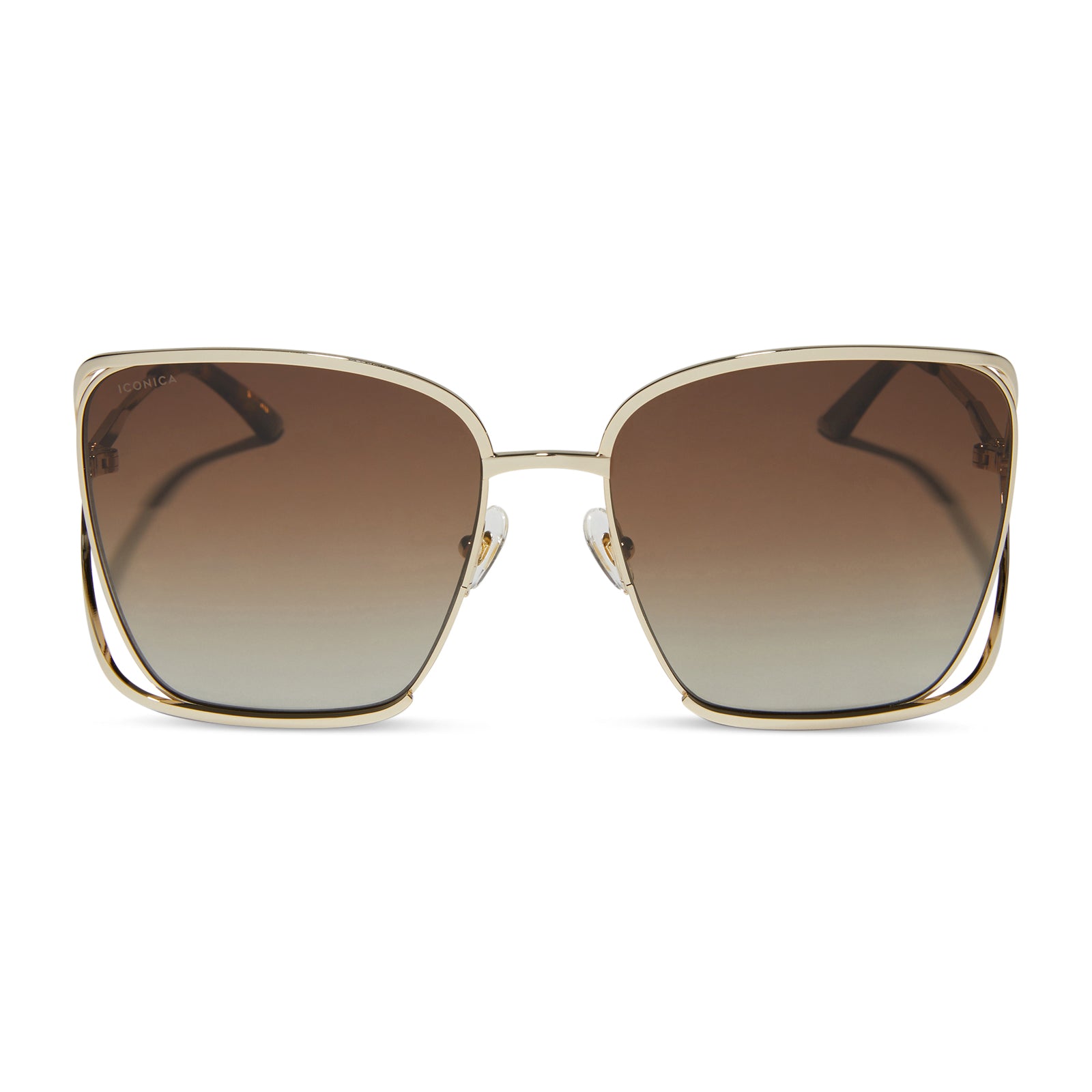 FRANCESCA - GOLD WITH DARK TORTOISE + BROWN GRADIENT POLARIZED SUNGLASSES - Image 2
