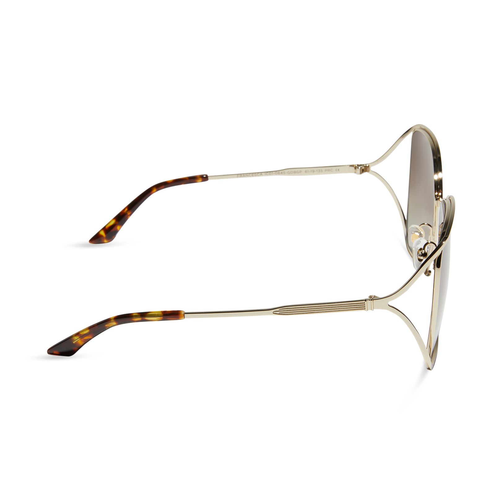 FRANCESCA - GOLD WITH DARK TORTOISE + BROWN GRADIENT POLARIZED SUNGLASSES - Image 3