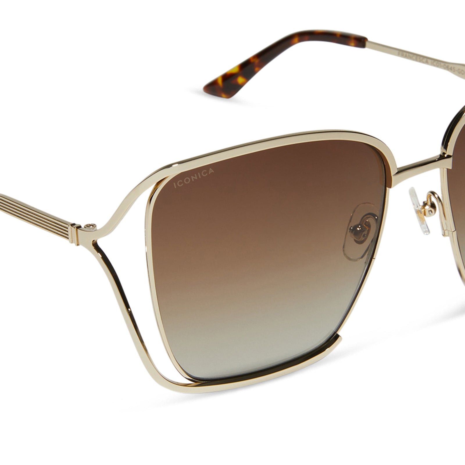 FRANCESCA - GOLD WITH DARK TORTOISE + BROWN GRADIENT POLARIZED SUNGLASSES - Image 6