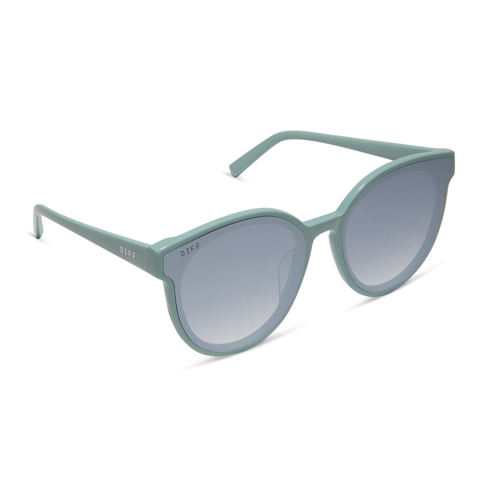 GEMMA - STEEL TEAL + GREY GRADIENT WITH SILVER FLASH SUNGLASSES - Image 2