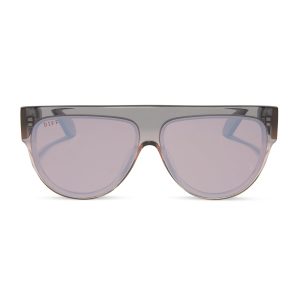 GEORGIE - BLACK SMOKE + VINTAGE ROSE CRYSTAL OMBRE + MAUVE + SILVER FLASH SUNGLASSES