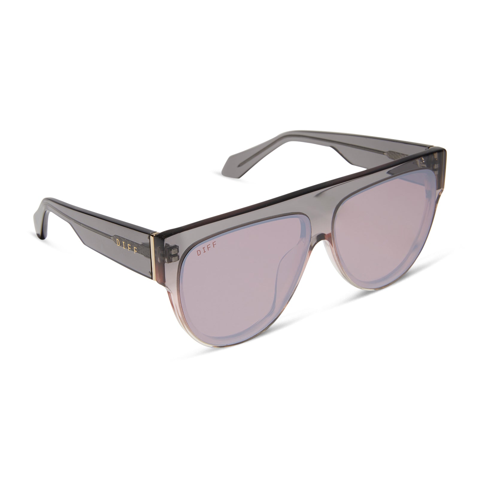 GEORGIE - BLACK SMOKE + VINTAGE ROSE CRYSTAL OMBRE + MAUVE + SILVER FLASH SUNGLASSES - Image 2