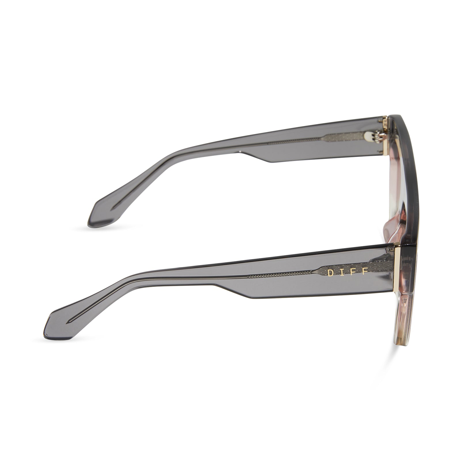 GEORGIE - BLACK SMOKE + VINTAGE ROSE CRYSTAL OMBRE + MAUVE + SILVER FLASH SUNGLASSES - Image 3