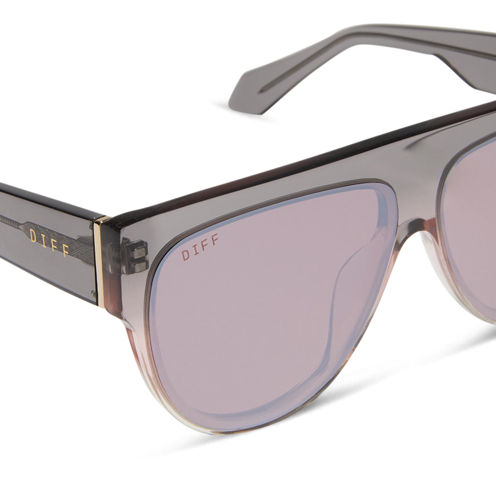 GEORGIE - BLACK SMOKE + VINTAGE ROSE CRYSTAL OMBRE + MAUVE + SILVER FLASH SUNGLASSES - Image 4