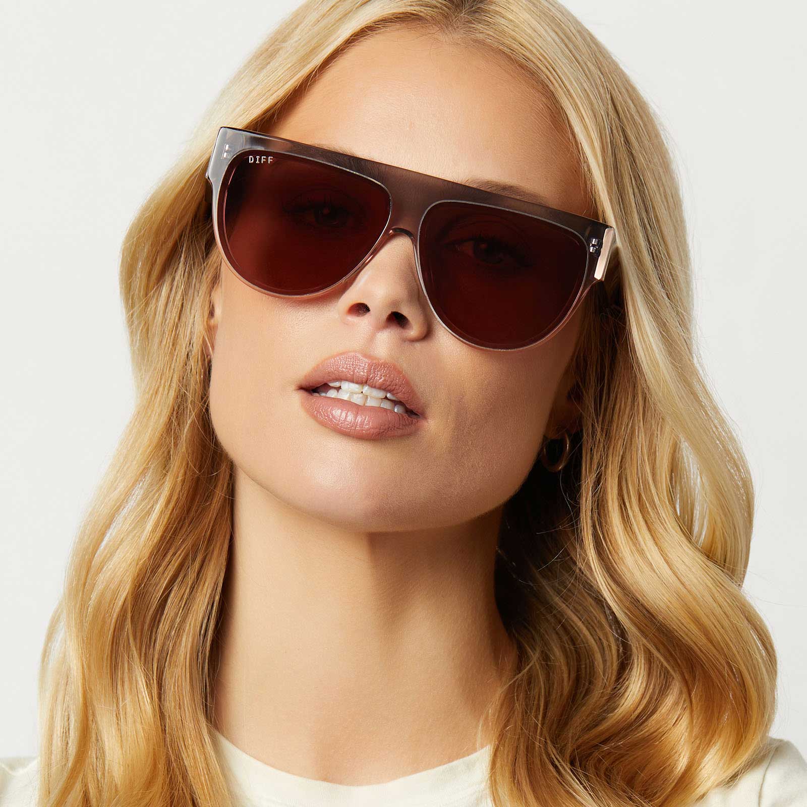 GEORGIE - BLACK SMOKE + VINTAGE ROSE CRYSTAL OMBRE + MAUVE + SILVER FLASH SUNGLASSES - Image 5