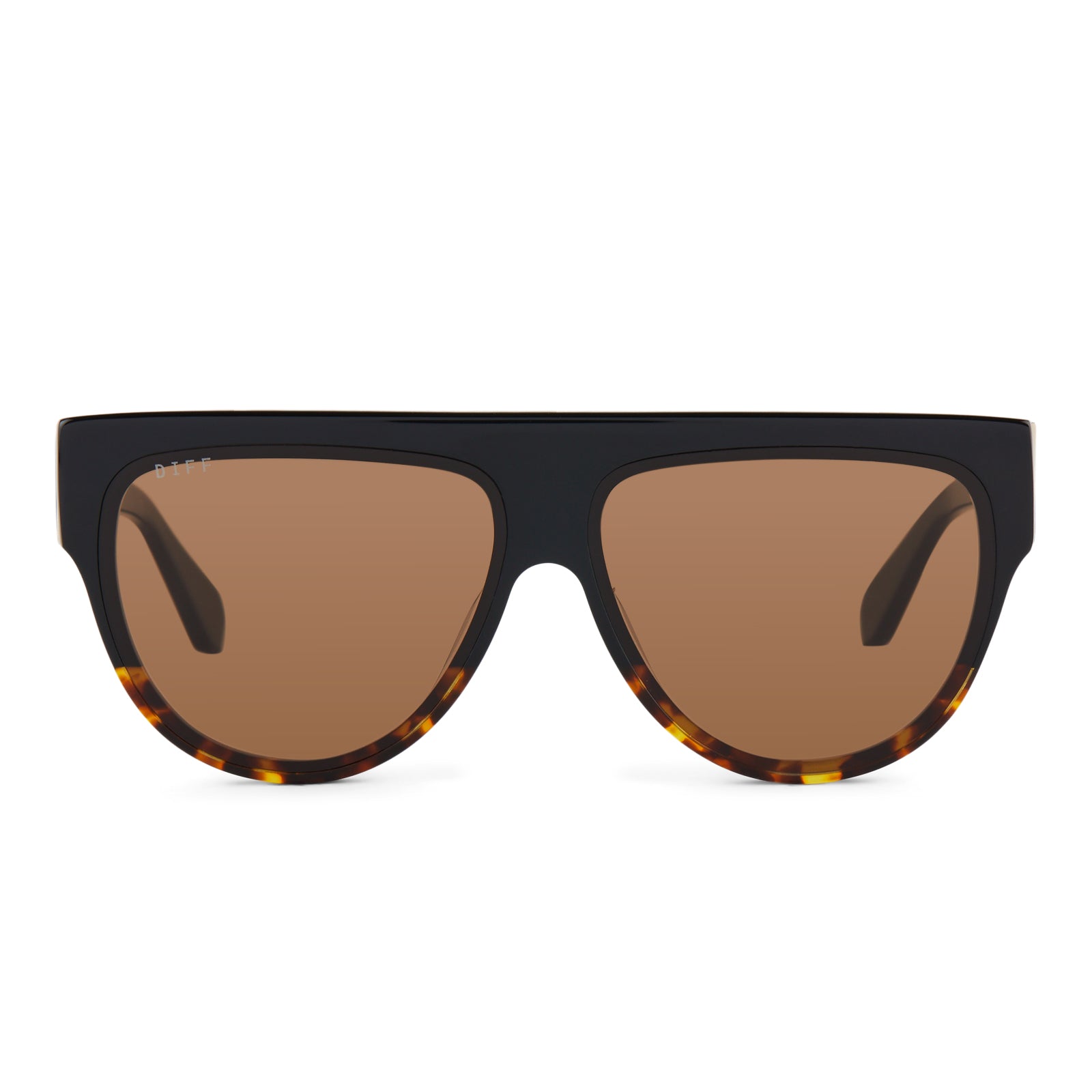 GEORGIE - BLACK WILD TORTOISE OMBRE + BROWN SUNGLASSES