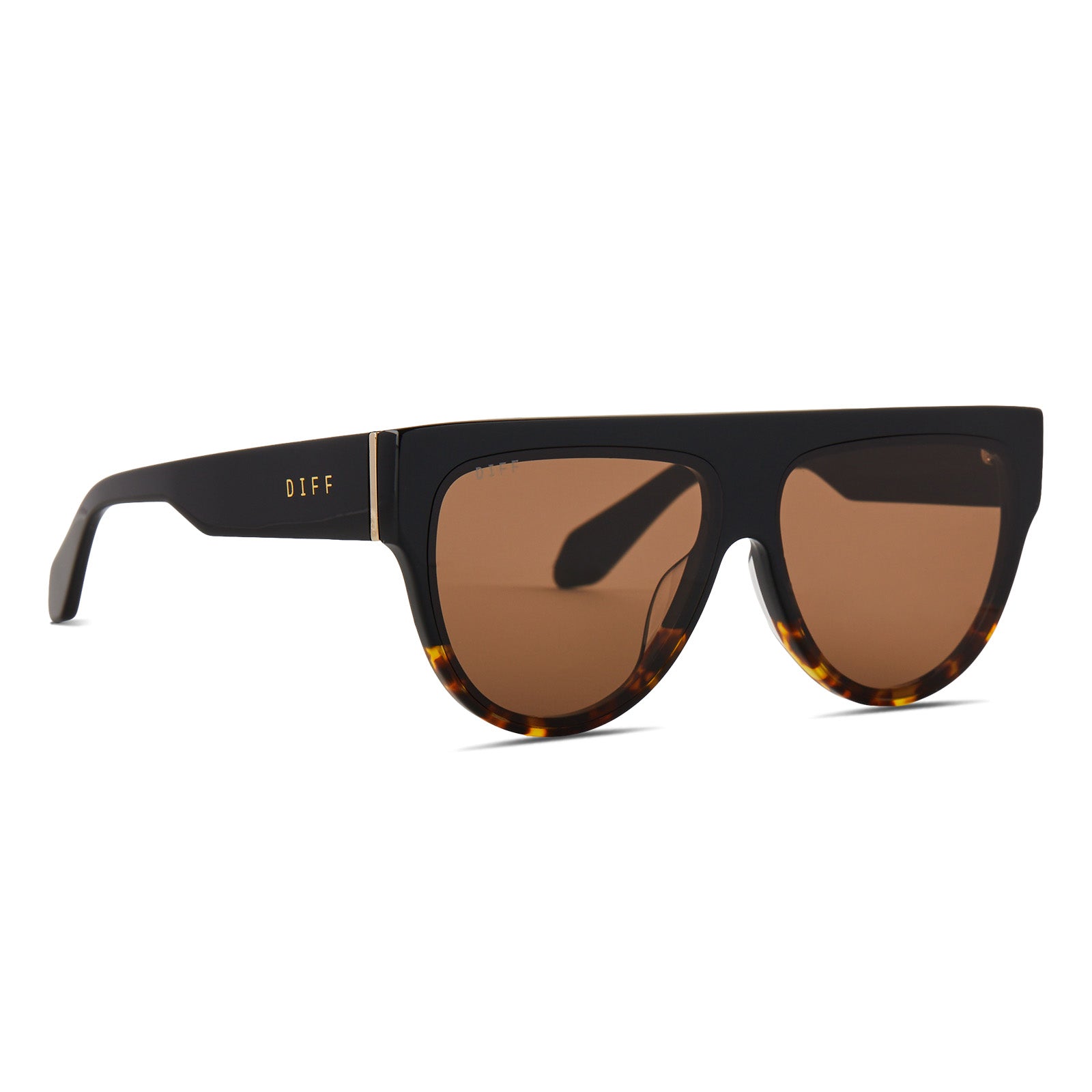 GEORGIE - BLACK WILD TORTOISE OMBRE + BROWN SUNGLASSES - Image 2
