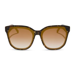 GIA - GLITTER TORTOISE + BROWN GRADIENT + GOLD FLASH SUNGLASSES