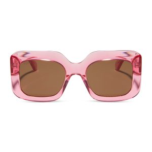 GIADA - CANDY PINK CRYSTAL + BROWN SUNGLASSES