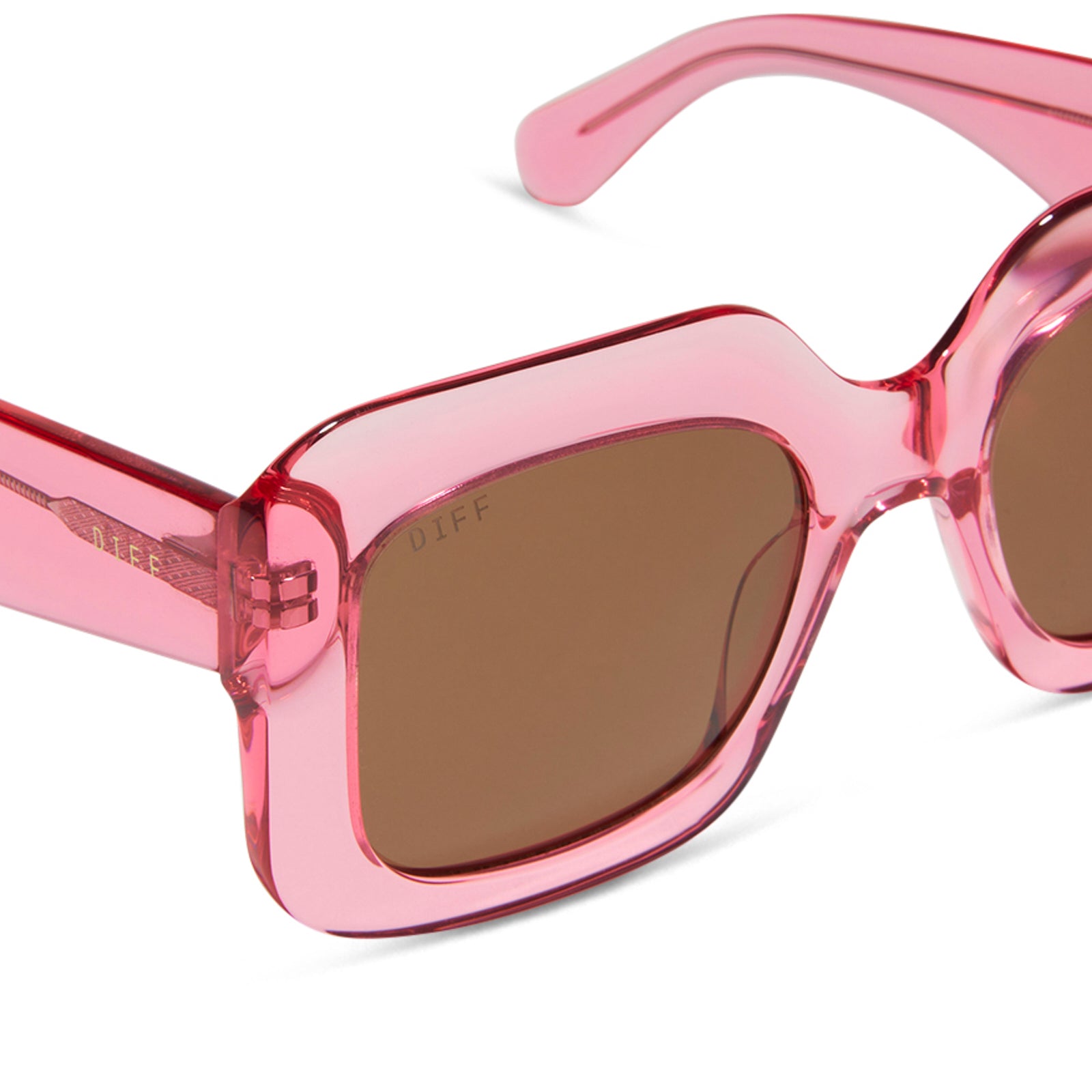 GIADA - CANDY PINK CRYSTAL + BROWN SUNGLASSES - Image 4