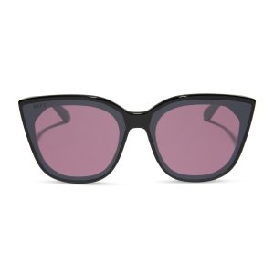 GJELINA - BLACK + AUBERGINE + SILVER FLASH SUNGLASSES