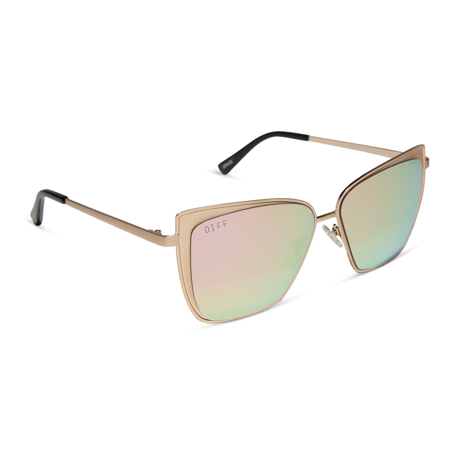 GRACE - BRUSHED GOLD + CHERRY BLOSSOM MIRROR SUNGLASSES - Image 2