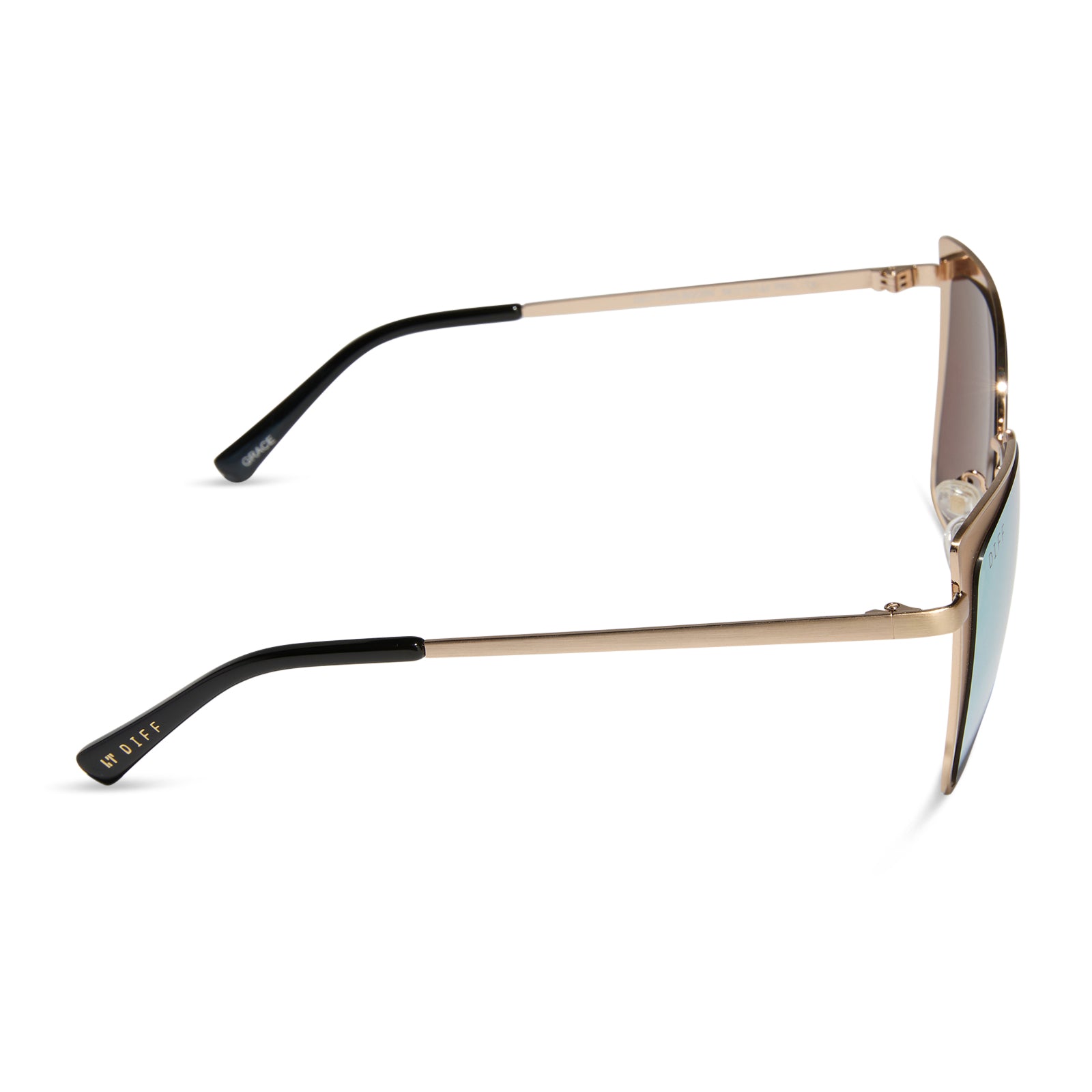 GRACE - BRUSHED GOLD + CHERRY BLOSSOM MIRROR SUNGLASSES - Image 3